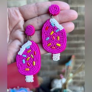 Beaded ice cream earrings